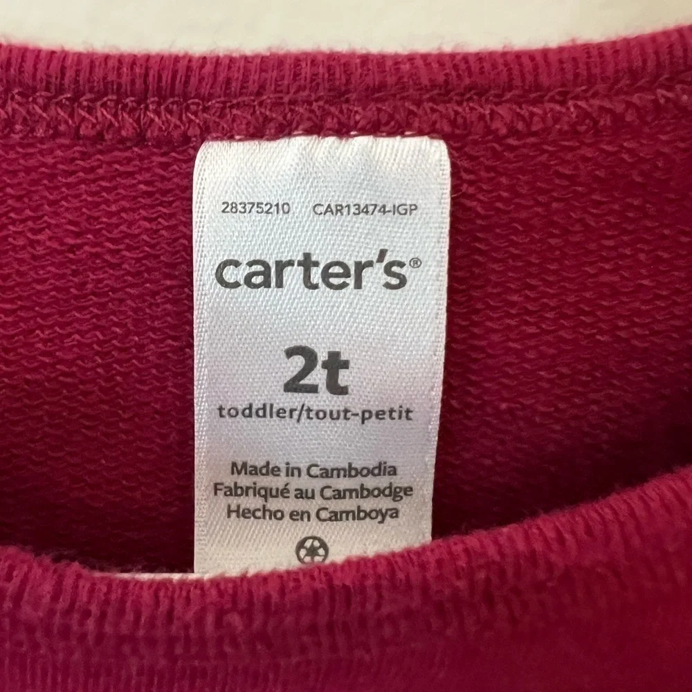 Carters sweatshirt style shirt with ruffle accent, Magenta, Girls 2T